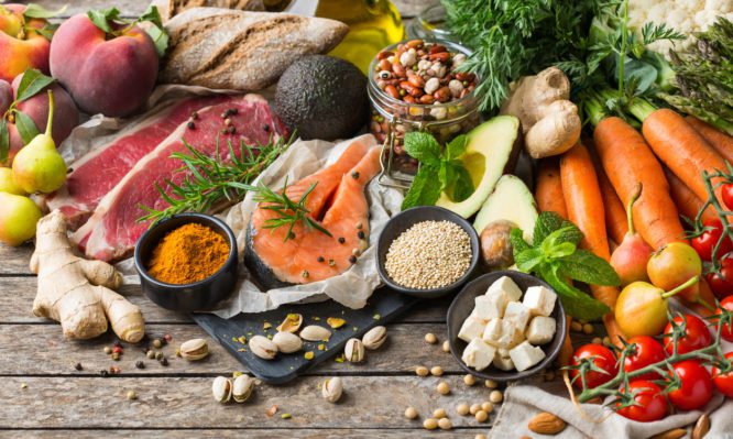 Healthy food for balanced flexitarian mediterranean diet concept